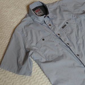 Wrangler Button Down Shirt Adult Small Blue Outdoor Series Regular Fit Men's